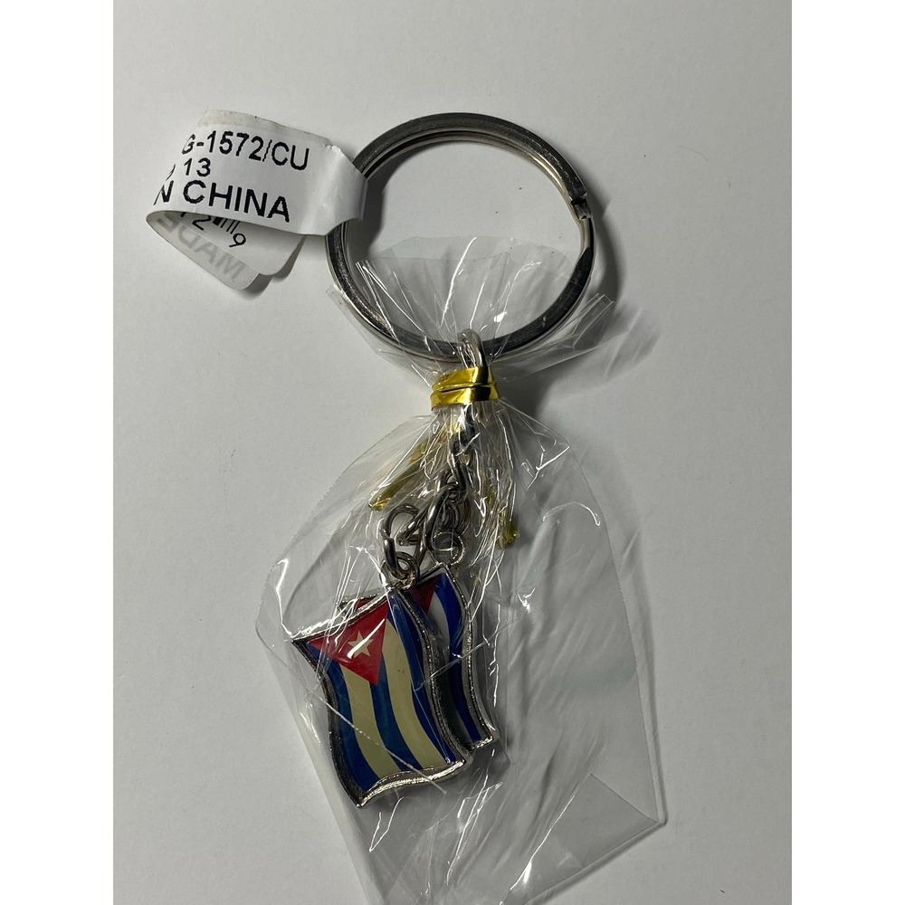 Cuba Double Flag Keychain Multicolor Cuban Pride Key Ring YG-1572/CU - Picture 4 of 6